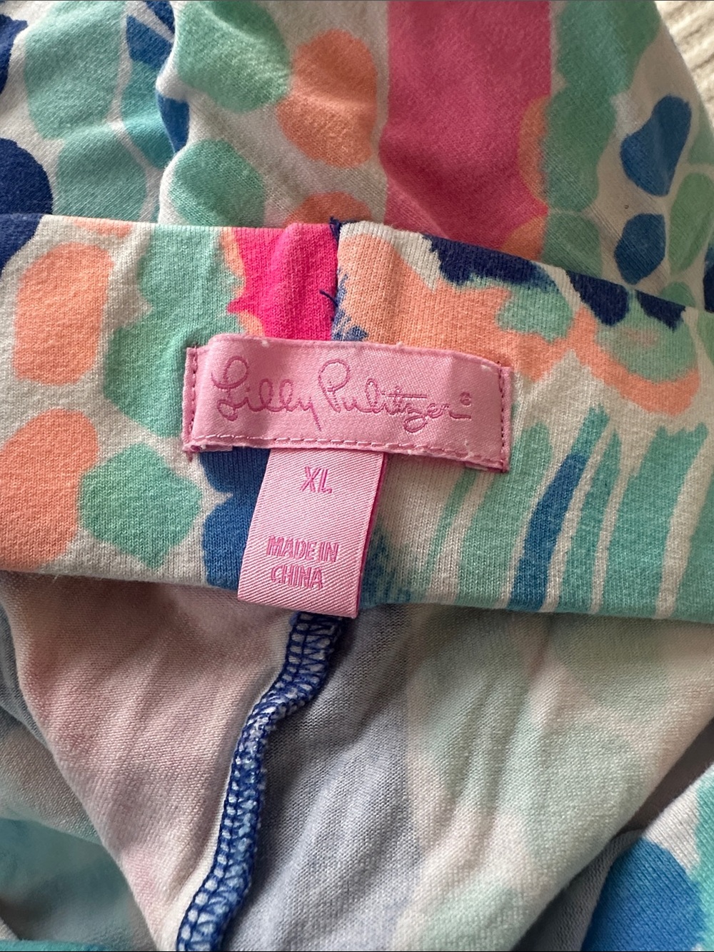 Lilly Pulitzer Wide Leg Pants in Navy, Turquoise & Coral Swirl Print - Picture 5 of 5